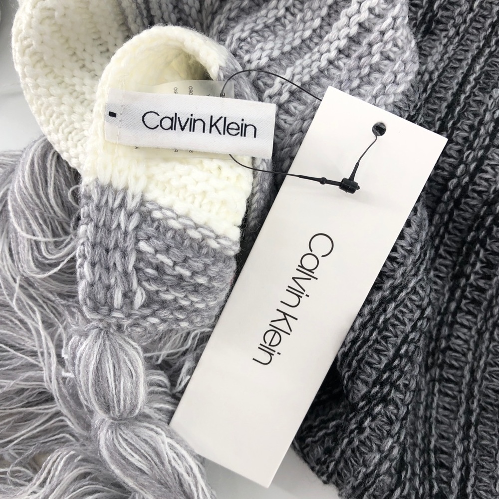 Calvin Klein Marled Color Block Tassel Scarf - Picture 5 of 6